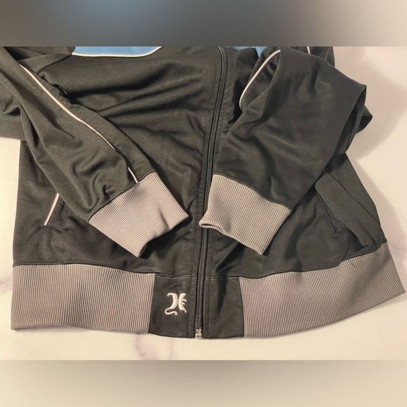 Hurley Track Jacket Full Zip Long Sleeve Embroidered Black Blue Gray L Vintage - Picture 10 of 10